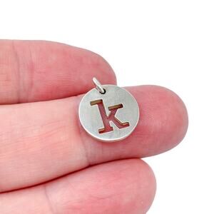 Estate Sterling Silver 925 Initial K Disc Charm